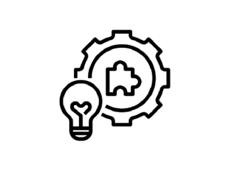 ikona żarówka i zębatka